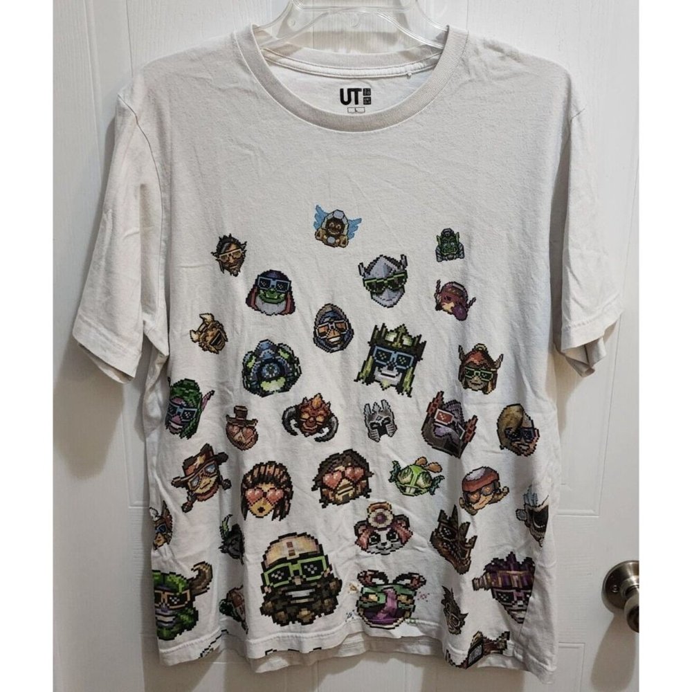 UNIQLO UT Blizzard White Warcraft Overwatch Diablo Starcraft Game T Shirt Size L